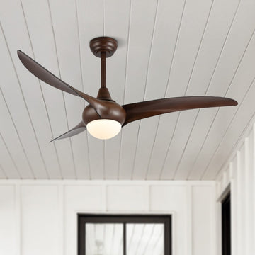 Aviator 52" Coastal Vintage Iron/Plastic Mobile-App/Remote-Controlled 6-Speed Retro Swirl Integrated LED Ceiling Fan